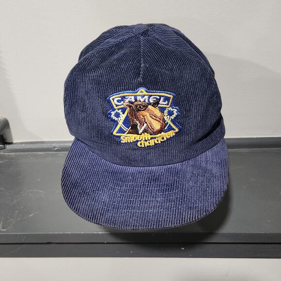 VTG 90s Joe Camel Navy Corduroy Cigarettes Promo Snapback Hat Cap OSFA 1990s - Picture 5 of 14
